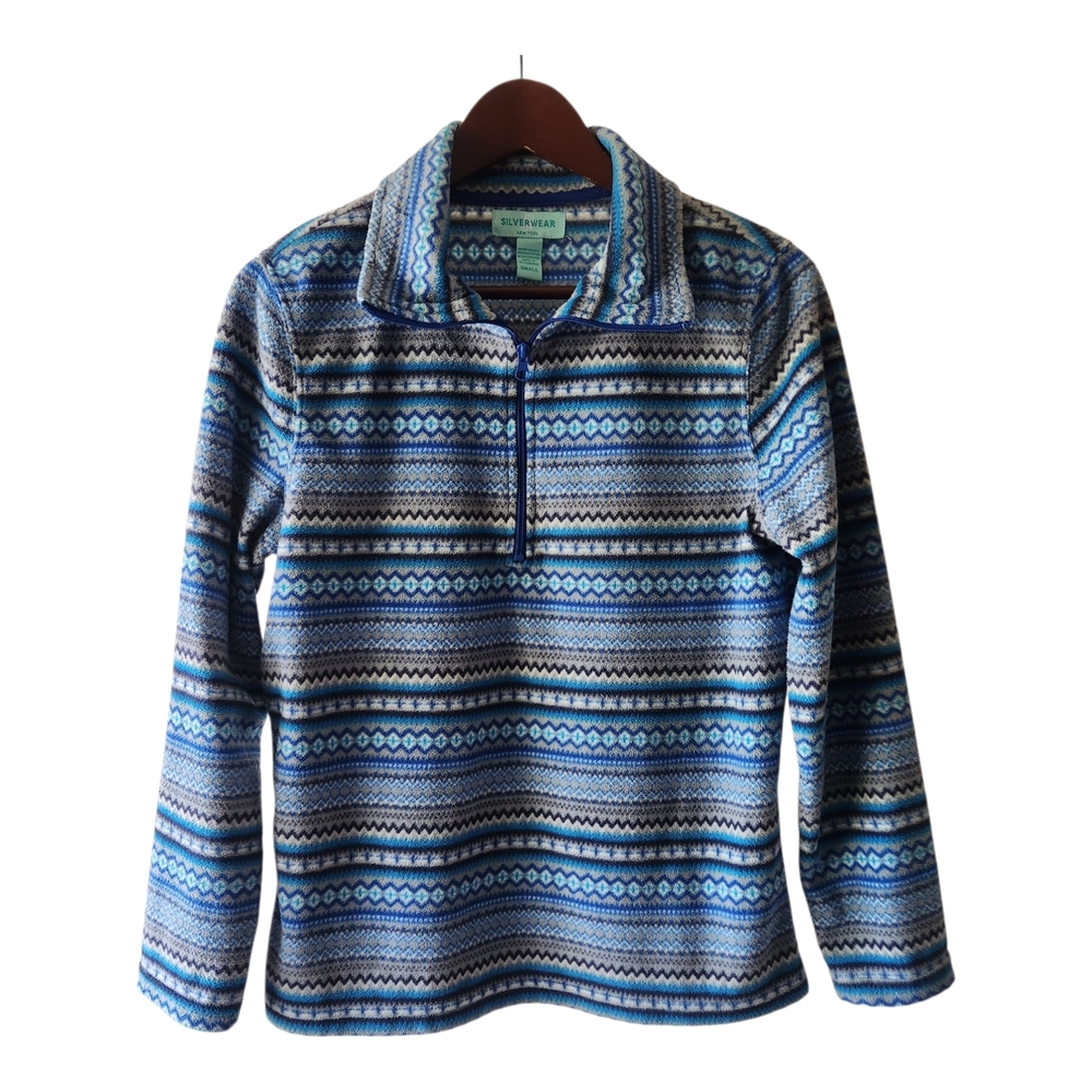 Vintage Fair Isle Pattern Sweater. 1/4 Zip. Size Small